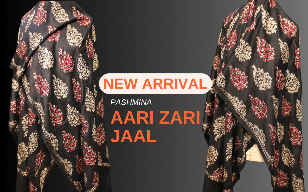 PASHMINA AARI ZARI JAAL BLACK